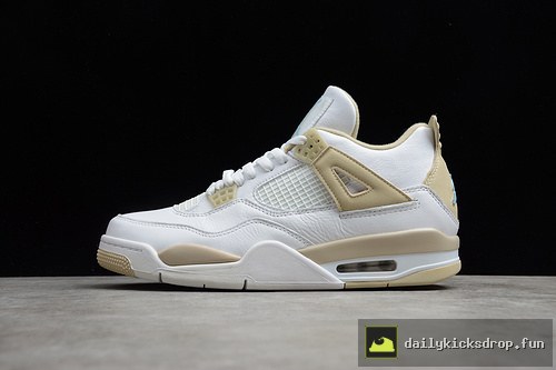 Jordan Air Jordan 4 Retro GS "Light Sand" White / Boarder Blue - Light Sand on-foot review